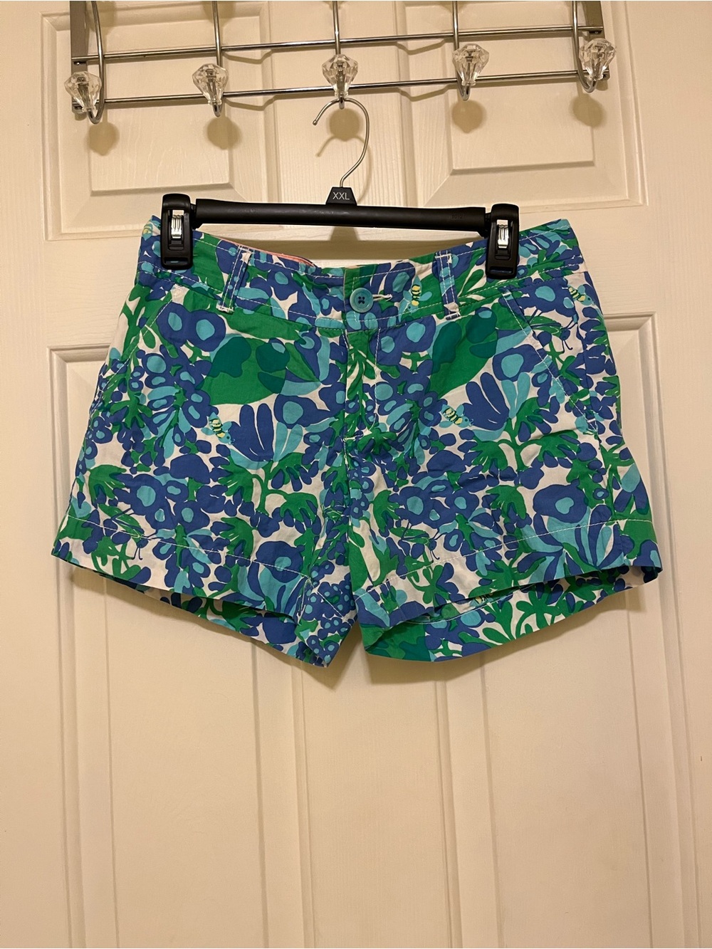 Lilly Pulitzer Blue & Green Floral Cotton Shorts